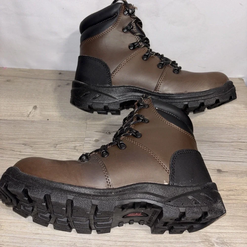 Men's 7 EE Avenger Brown Ankle Waterproof Work Boot Steel ToeA8225 Builder ST